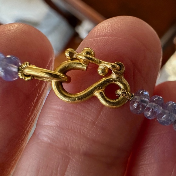 Designer REINSTEIN ROSS 20K - 22K Yellow Gold Smooth Tanzanite Gemstone Necklace - Picture 8 of 12